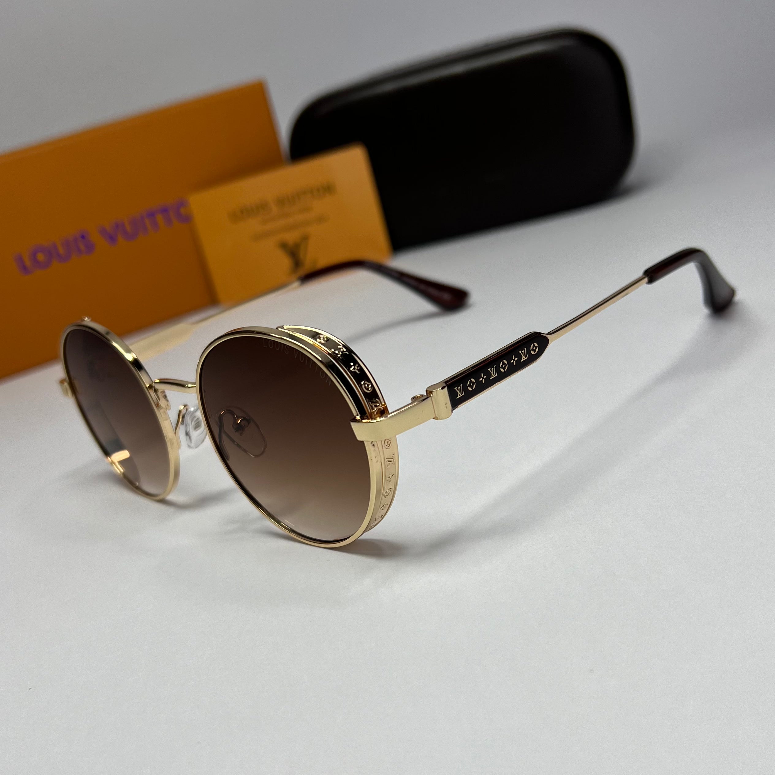 Solaires Louis vuitton pour Femmes ronds marron
