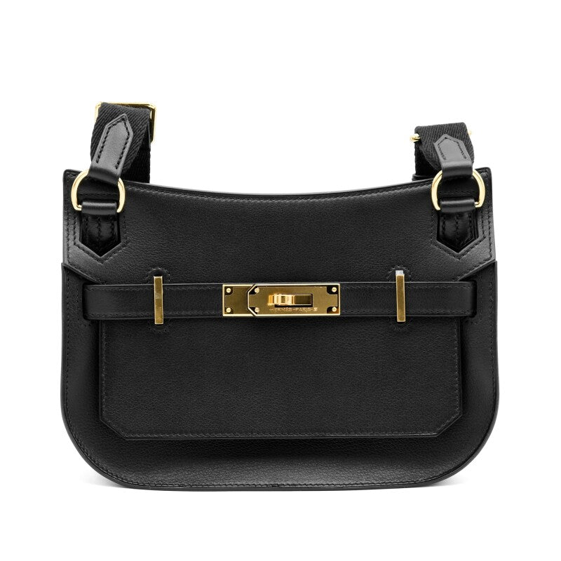 Sac Hermes Noir à Bandoulière avec Boucle de Verrouillage pour Femmes
