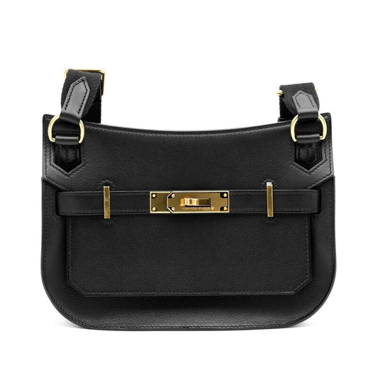 Sac Hermes Noir à Bandoulière avec Boucle de Verrouillage pour Femmes