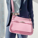 Sac Hermes Rose Poudre à Bandoulière avec Boucle de Verrouillage pour Femmes