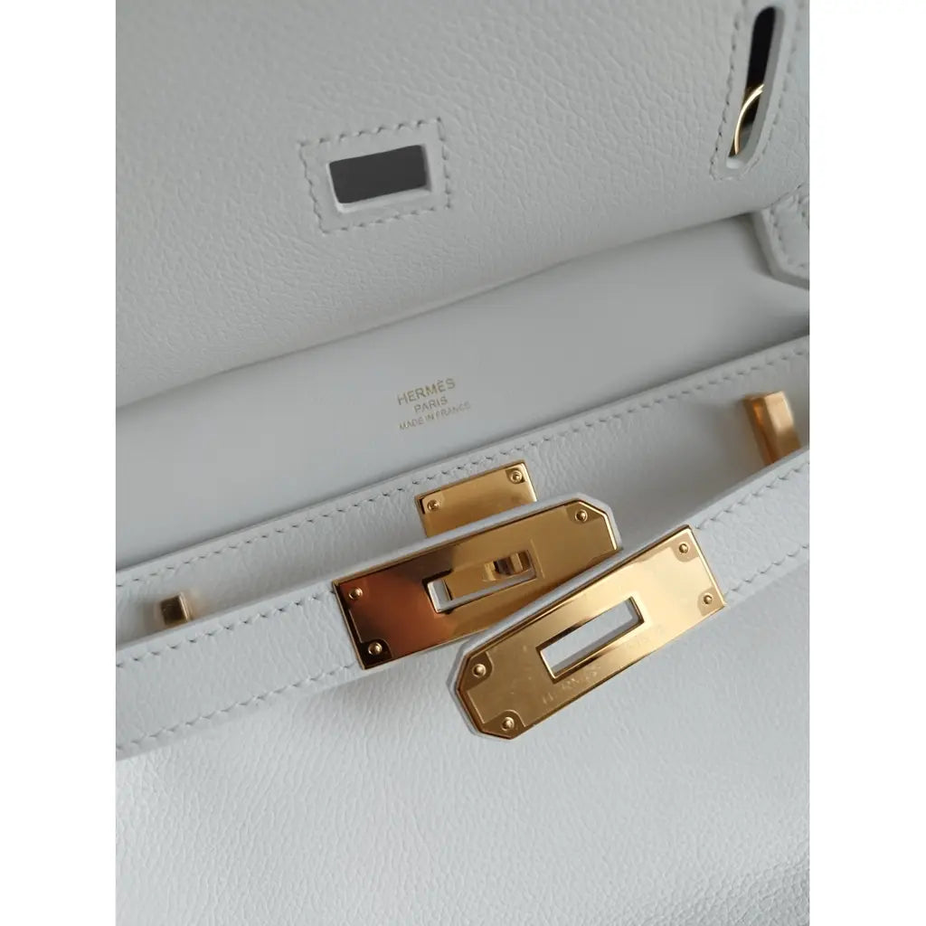Sac Hermes Blanc à Bandoulière avec Boucle de Verrouillage pour Femmes